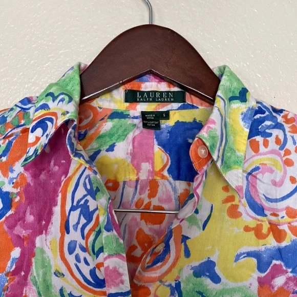 LAUREN RALPH LAUREN | watercolor floral print button down shirt - Picture 3 of 8